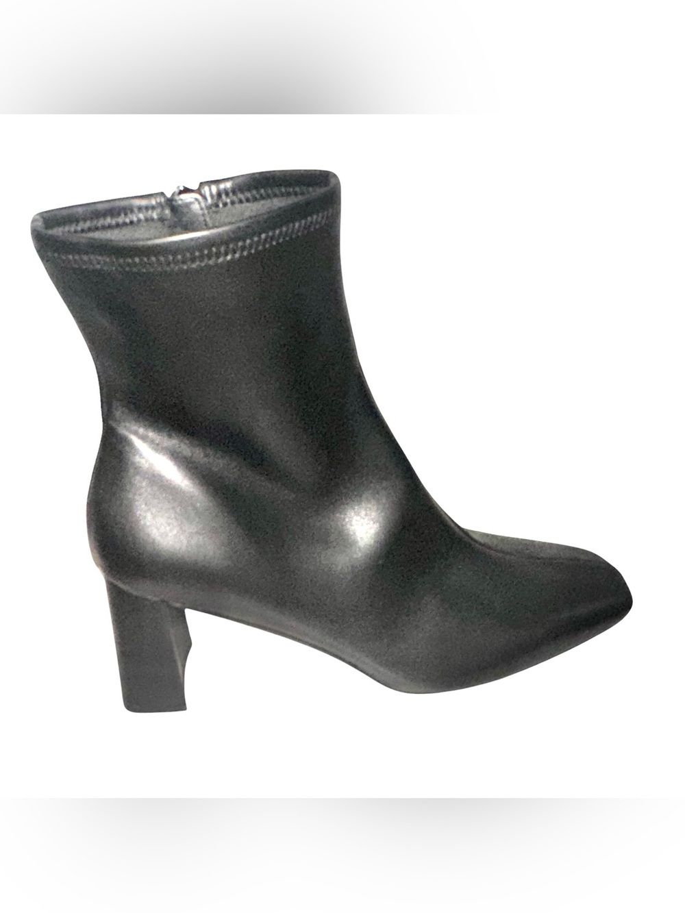Steve Madden Hush Black Vegan Leather Ankle Boots Size 11 Block Heel Ankle Zip